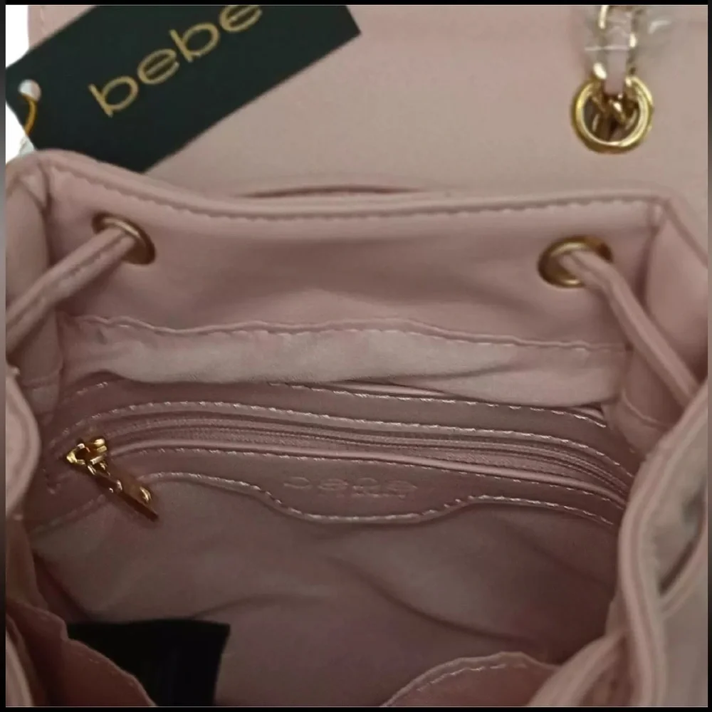 bebe Blush Pink Quilted Chain-Accent Backpack
